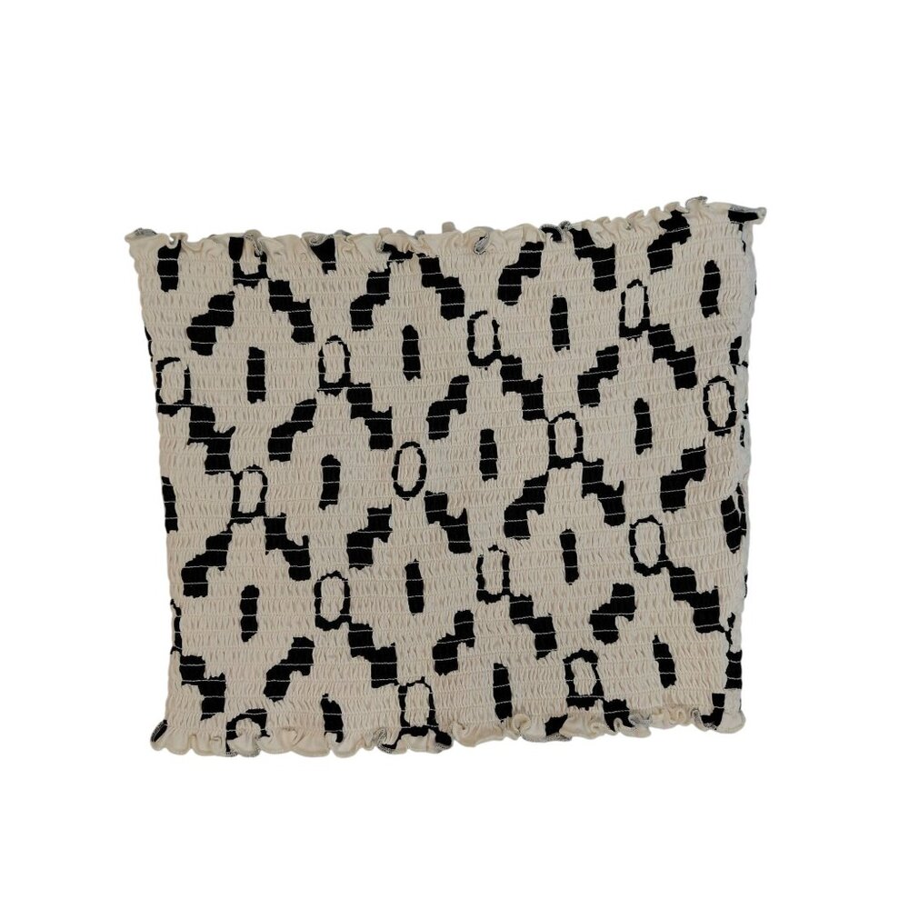 H&M Womens Smocked Tube Top Black & White Geometric Pattern Medium